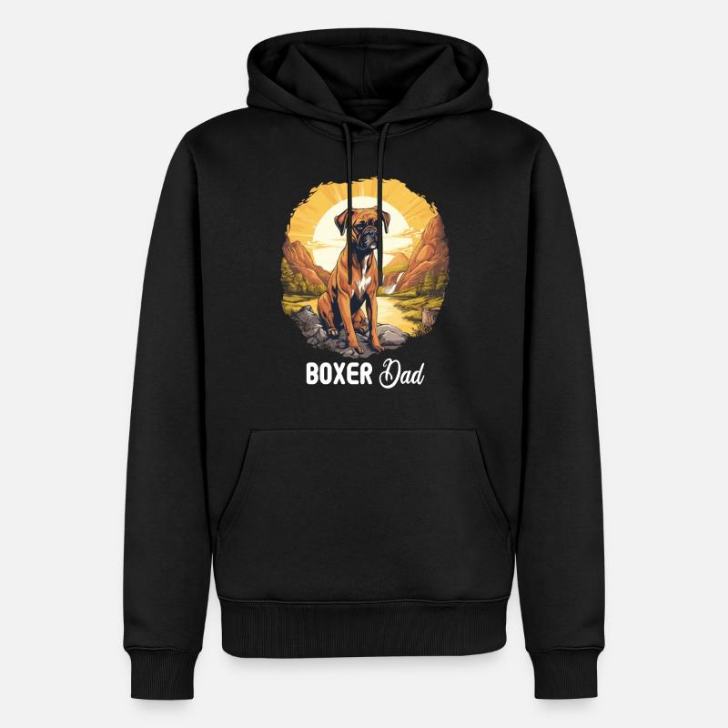 Chien Boxer - Sweat à capuche Premium bio Homme - noir