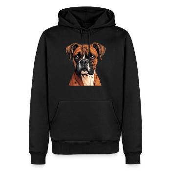 Chien Boxer - Sweat à capuche Premium bio Homme - noir - Devant - Nico (187cm)