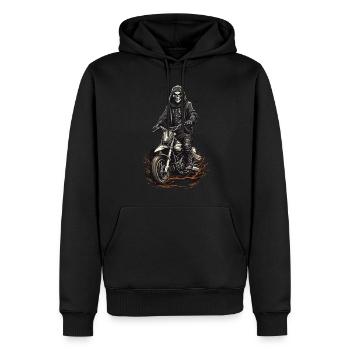 Conception de la Faucheuse de motocross d’Halloween - Sweat à capuche Premium bio Homme - noir - Devant - Nico (187cm)