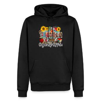 Crayons de couleur Kids Caffeine - Retour à l’école pour les enseignants - Sweat à capuche Premium bio Homme - noir - Devant - Nico (187cm)