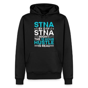 Altenpflegehelfer Pflegehelfer Pflegehelferin - Männer Premium Bio Hoodie - Schwarz - Vorne - Nico (187cm)
