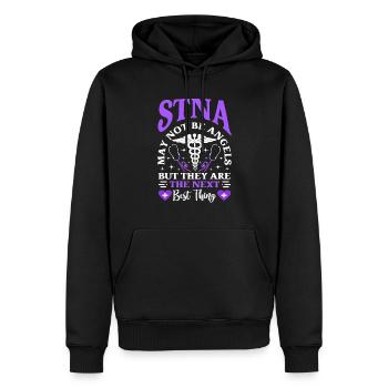 Das Nächstbeste - Staatlich Getestete - Männer Premium Bio Hoodie - Schwarz - Vorne - Nico (187cm)