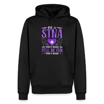 Es Wird Spaß Machen, Sagten Sie - Staatlich - Männer Premium Bio Hoodie - Schwarz - Vorne - Nico (187cm)