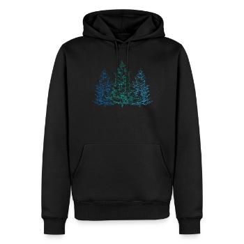 Line Art Black Forest Fir Tree Forestry - Men’s Premium Organic Hoodie - black - Front - Nico (187cm)