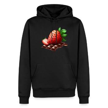 Sweet seduction: strawberry meets chocolate - Men’s Premium Organic Hoodie - black - Front - Nico (187cm)