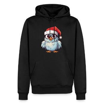 Hibou de Noël blanc : l’élégance festive - Sweat à capuche Premium bio Homme - noir - Devant - Nico (187cm)