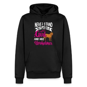 Ne vous mettez jamais entre la fille et les Broholmer - Sweat à capuche Premium bio Homme - noir - Devant - Nico (187cm)