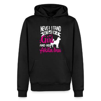 Fille et son Akita Inu Akita japonais - Sweat à capuche Premium bio Homme - noir - Devant - Nico (187cm)