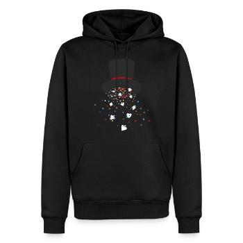 Chapeau de sorcier illusionniste spectacle de magie tours de cartes - Sweat à capuche Premium bio Homme - noir - Devant - Nico (187cm)