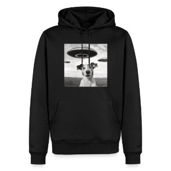 Selfie Ufo Hund Lustiger Alien Ufo Hunde Liebhaber - Männer Premium Bio Hoodie - Schwarz - Vorne - Nico (187cm)