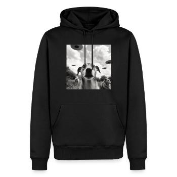 Selfie Ufo Hund Lustiger Alien Ufo Hunde Liebhaber - Männer Premium Bio Hoodie - Schwarz - Vorne - Nico (187cm)