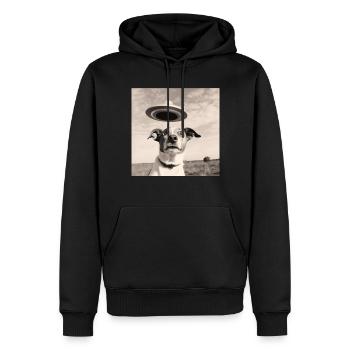 Selfie Chien OVNI Drôle Alien Ovni Amoureux De Chien - Sweat à capuche Premium bio Homme - noir - Devant - Nico (187cm)