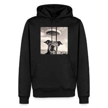 Selfie Chien OVNI Drôle Alien Ovni Amoureux De Chien - Sweat à capuche Premium bio Homme - noir - Devant - Nico (187cm)
