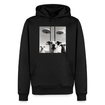 Selfie Chien OVNI Drôle Alien Ovni Amoureux De Chien - Sweat à capuche Premium bio Homme - noir - Devant - Nico (187cm)