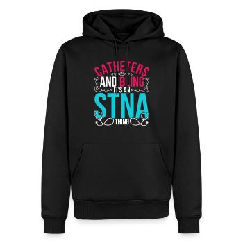 Pflegehelferin Pflegehelfer Altenpflegehelfer - Männer Premium Bio Hoodie - Schwarz - Vorne - Nico (187cm)