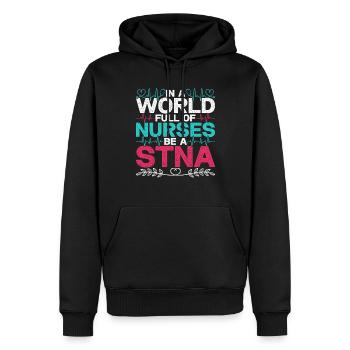 Altenpflegehelfer Pflegehelfer Pflegehelferin - Männer Premium Bio Hoodie - Schwarz - Vorne - Nico (187cm)