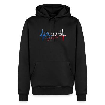 Prag Skyline Herzschlag Tschechien Herz Love Praha - Männer Premium Bio Hoodie - Schwarz - Vorne - Nico (187cm)