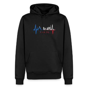 Prag Skyline Herzschlag Tschechien Herz Love Praha - Männer Premium Bio Hoodie - Schwarz - Vorne - Nico (187cm)