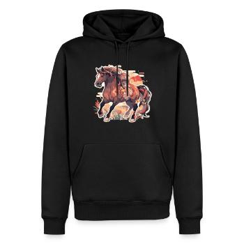 Cheval chevaux jument Folen équitation cavalier cadeau - Sweat à capuche Premium bio Homme - noir - Devant - Nico (187cm)