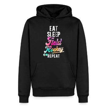 Hockey sur gazon Manger Dormir Terrain - Sweat à capuche Premium bio Homme - noir - Devant - Nico (187cm)