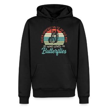 Cadeaux d’amoureux des papillons - Sweat à capuche Premium bio Homme - noir - Devant - Nico (187cm)
