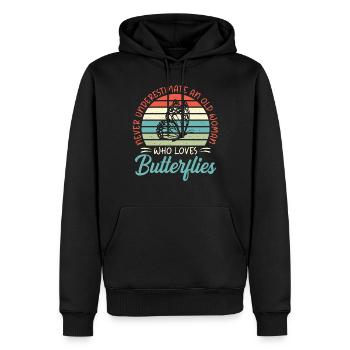 Cadeaux d’amoureux des papillons - Sweat à capuche Premium bio Homme - noir - Devant - Nico (187cm)