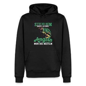 Angeln Fischen Studieren kann jeder - Männer Premium Bio Hoodie - Schwarz - Vorne - Nico (187cm)