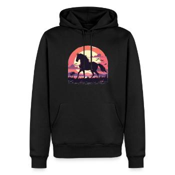 Rappe Pferde Schwarzes Pferd Reiten Reiter - Männer Premium Bio Hoodie - Schwarz - Vorne - Nico (187cm)