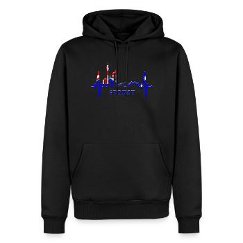 Sydney Skyline Heartbeat Australie Fan Pulse Coeur - Sweat à capuche Premium bio Homme - noir - Devant - Nico (187cm)