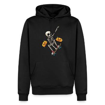 Halloween Skateboarding Skelett Skateboarder - Männer Premium Bio Hoodie - Schwarz - Vorne - Nico (187cm)