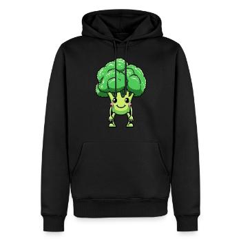 Brokkoli Emoticon Veganer Gemüse Vegetarier - Männer Premium Bio Hoodie - Schwarz - Vorne - Nico (187cm)