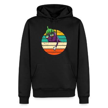 Aubergine, fruits et légumes - Sweat à capuche Premium bio Homme - noir - Devant - Nico (187cm)