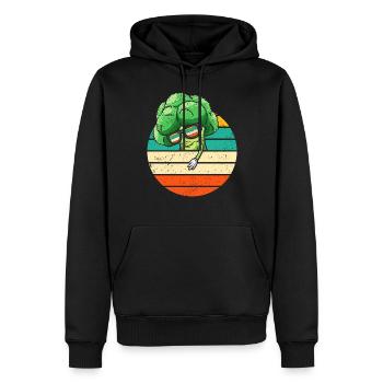 Drôle Rétro Brocoli Légume Végétalien - Sweat à capuche Premium bio Homme - noir - Devant - Nico (187cm)