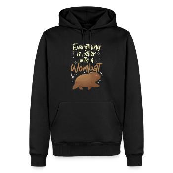 Alles besser mit Wombat Australien Beuteltier - Männer Premium Bio Hoodie - Schwarz - Vorne - Nico (187cm)