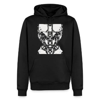 Conception de costume de fête d’Halloween squelette de robot - Sweat à capuche Premium bio Homme - noir - Devant - Nico (187cm)
