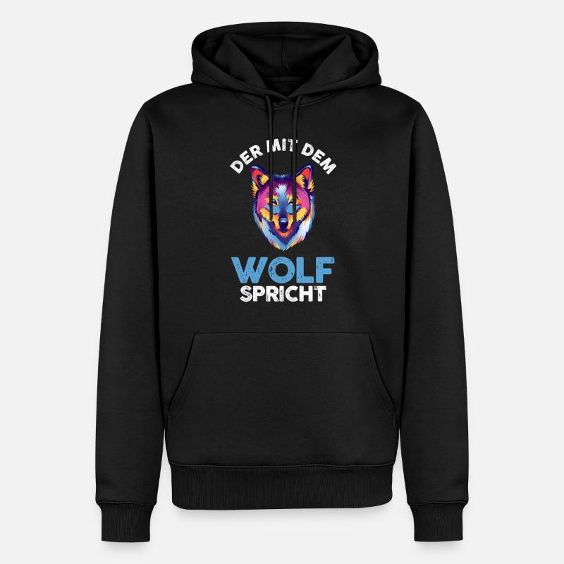 Tier Waldtier Wolf - Männer Premium Bio Hoodie - Schwarz