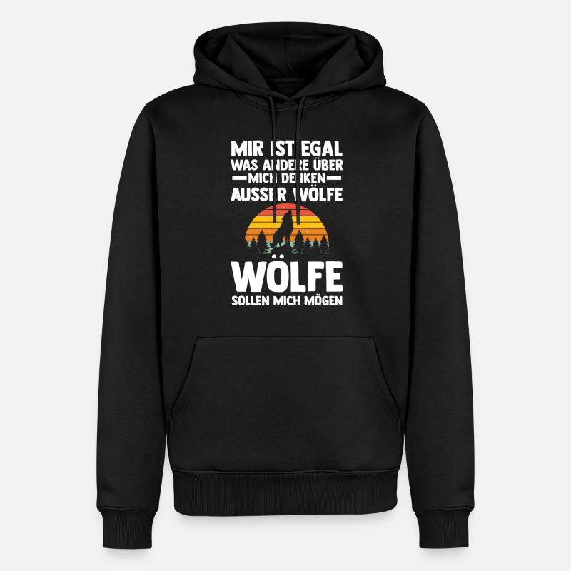 Tier Waldtier Wolf - Männer Premium Bio Hoodie - Schwarz