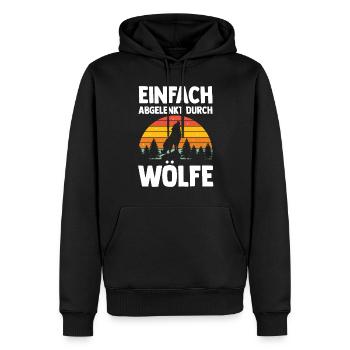 Tier Waldtier Wolf - Männer Premium Bio Hoodie - Schwarz - Vorne - Nico (187cm)