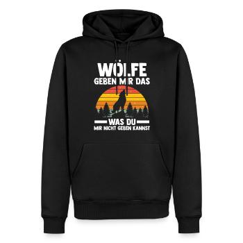Tier Waldtier Wolf - Männer Premium Bio Hoodie - Schwarz - Vorne - Nico (187cm)