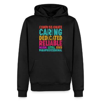 Assistante maternelle Assistante pédagogique - Sweat à capuche Premium bio Homme - noir - Devant - Nico (187cm)
