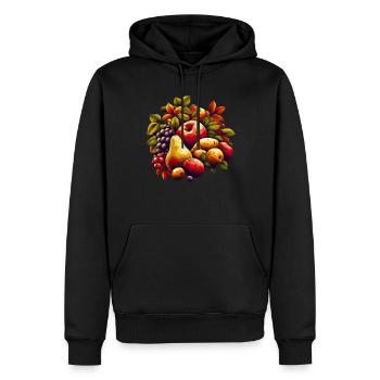 Herbstmosaik: Polygonale Apfel, Birne, Kartoffel & - Männer Premium Bio Hoodie - Schwarz - Vorne - Nico (187cm)