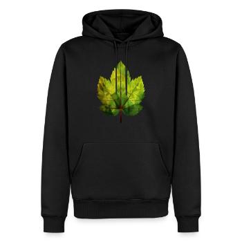 La magie de la châtaigne : l’arbre et la feuille en harmonie - Sweat à capuche Premium bio Homme - noir - Devant - Nico (187cm)