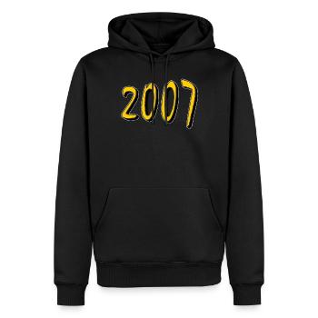 ANNÉE D’ANNIVERSAIRE 2007 - Sweat à capuche Premium bio Homme - noir - Devant - Nico (187cm)