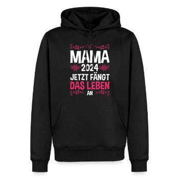 Werdende Mama 2024 - Männer Premium Bio Hoodie - Schwarz - Vorne - Nico (187cm)