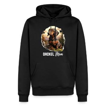 Chien teckel - Sweat à capuche Premium bio Homme - noir - Devant - Nico (187cm)