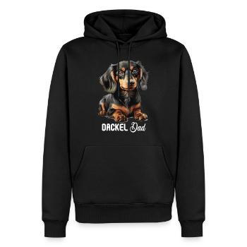 Chien teckel - Sweat à capuche Premium bio Homme - noir - Devant - Nico (187cm)
