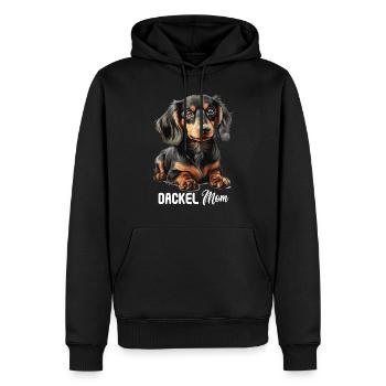 Chien teckel - Sweat à capuche Premium bio Homme - noir - Devant - Nico (187cm)