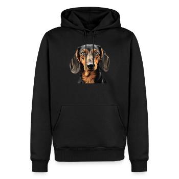 Chien teckel - Sweat à capuche Premium bio Homme - noir - Devant - Nico (187cm)