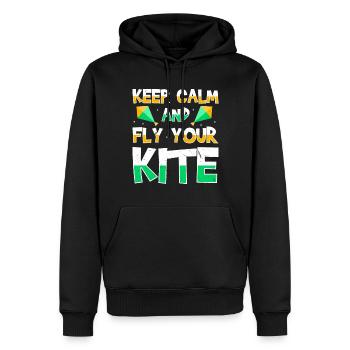 Voler un cerf-volant passe-temps vent kitesurf drôle - Sweat à capuche Premium bio Homme - noir - Devant - Nico (187cm)