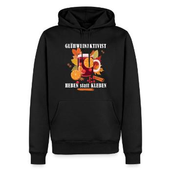 "Glühweinaktivist Heben statt Kleben" - Weihnachts - Männer Premium Bio Hoodie - Schwarz - Vorne - Nico (187cm)